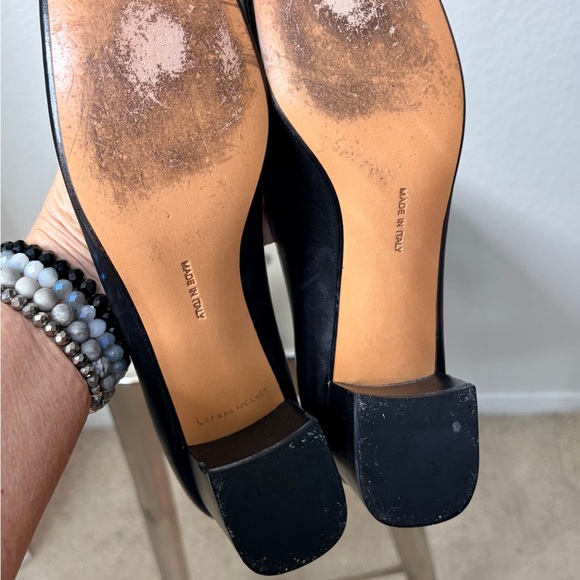 Salvatore Ferragamo Black Heels with Gold Accent 10AA Narrow like new - Picture 6 of 10